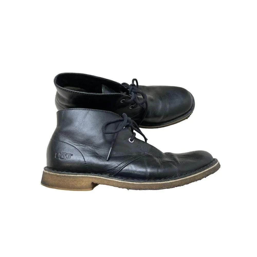 UGG Australia Leighton Chukka Desert Leather Boots Black 3275 Men's Size US 8